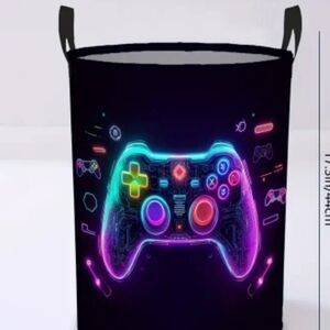 Neon Gaming Controller Design Storage Basket